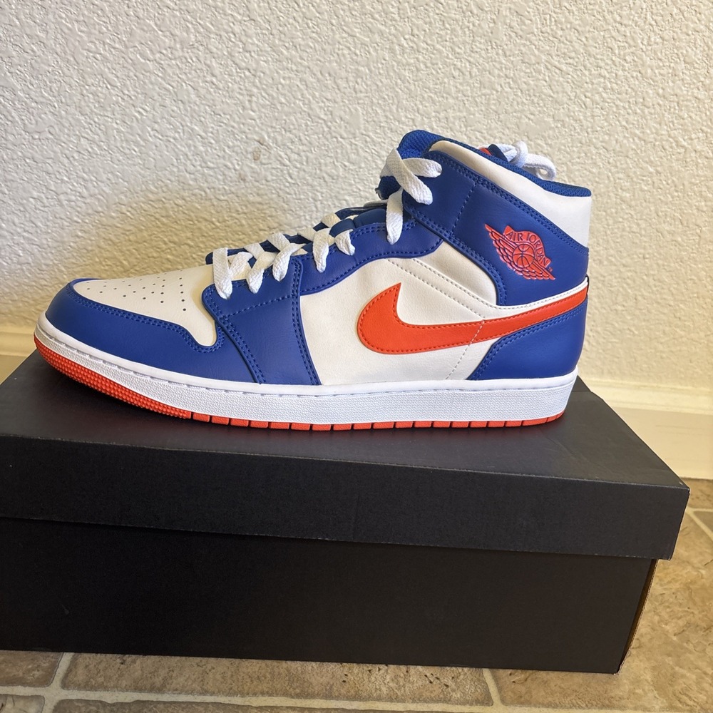 Air Jordan 1 Mid Knicks | Game Royal Rush Orange | Men's 13| FD1029-400